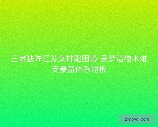三老缺阵江苏女排陷困境 吴梦洁独木难支暴露体系短板