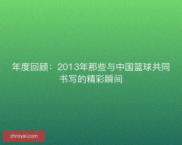 年度回顾：2013年那些与中国篮球共同书写的精彩瞬间